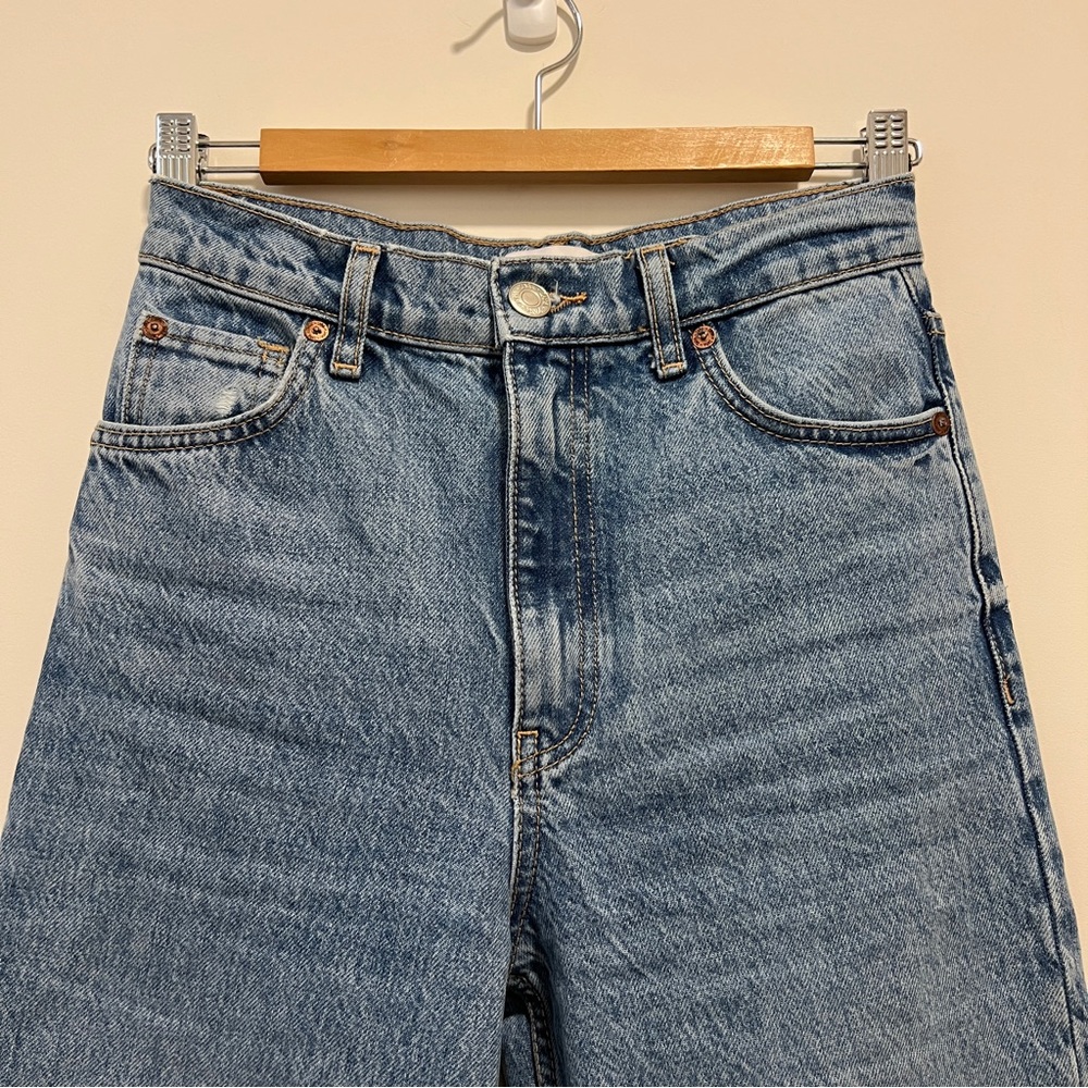 Zara High Waist Wide Leg Lt Denim Sz:2 - Picture 7 of 10
